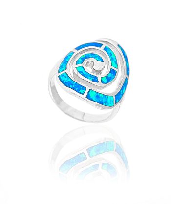 Οβάλ Δαχτυλίδι από Ασήμι 925 σε σχήμα του Κύκλου της Ζωής από Μπλε Οπάλ