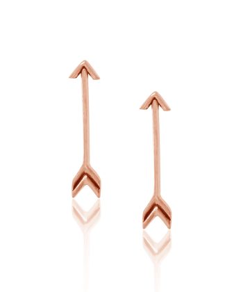 Ασημένια climbers σκουλαρίκια επιχρυσωμένα με ροζ χρυσό σε σχήμα βέλους