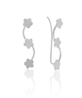 Ασημένια climbers σκουλαρίκια σε σχήμα ανθισμένα λουλούδια