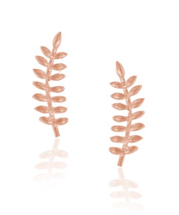 Ασημένια clmbers σκουλαρίκια επιχρυσωμένα με ροζ χρυσό σε λεπτοδουλεμένο σχέδιο-φύλλα