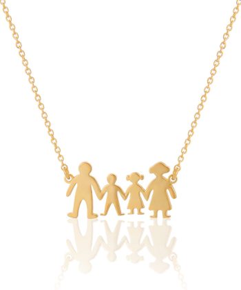 Χρυσό Κολιέ 9Κ Οικογένεια, Μπαμπάς, Μαμά, Αγοράκι και Κοριτσάκι
