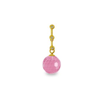 Χρυσό μενταγιόν με Pink Quartz και διαμάντια - M318464PQ