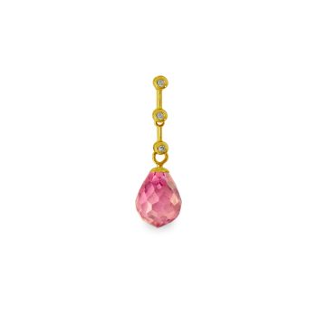 Χρυσό μενταγιόν με Pink Quartz και διαμάντια - M318475PQ