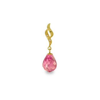 Χρυσό μενταγιόν με Pink Quartz και διαμάντια - M318476PQ