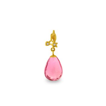 Χρυσό μενταγιόν με Pink Quartz και διαμάντια - M318483PQ