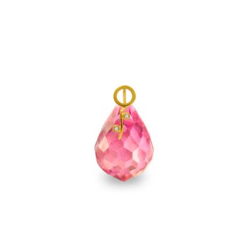 Χρυσό μενταγιόν με Pink Quartz και διαμάντια - M318493PQ