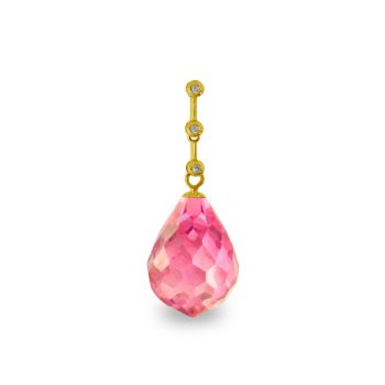 Χρυσό μενταγιόν με Pink Quartz και διαμάντια - M318500PQ