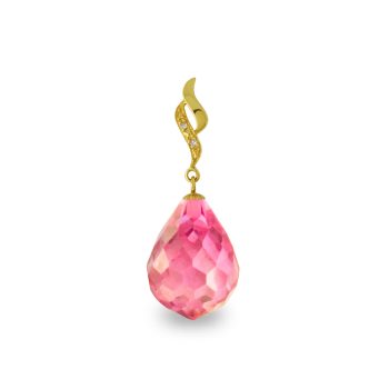 Χρυσό μενταγιόν με Pink Quartz και διαμάντια - M318501PQ