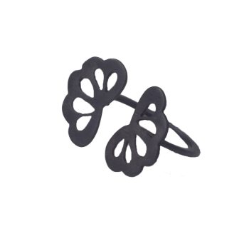 Antria Ασημένιο δαχτυλίδι λουλούδι μαύρο πλατίνωμα