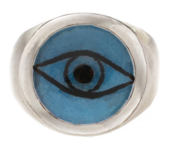 Cosmochaos Μονόπετρο ασημένιο δαχτυλίδι μάτι μπλε με χαλαζία