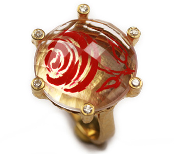Cosmochaos Μονόπετρο ασημένιο δαχτυλίδι κόκκινο τριαντάφυλλο