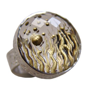 Cosmochaos Μονόπετρο ασημένιο δαχτυλίδι Βυθός με χαλαζία