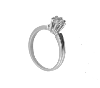 Cr Μονόπετρο ασημένιο δαχτυλίδι με λευκό ζιργκόν 5mm