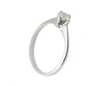 Cr Μονόπετρο ασημένιο δαχτυλίδι με λευκό ζιργκόν 4mm