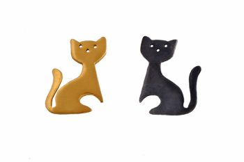 Antria Σκουλαρίκια γάτες από επιχρυσωμένο ασήμι