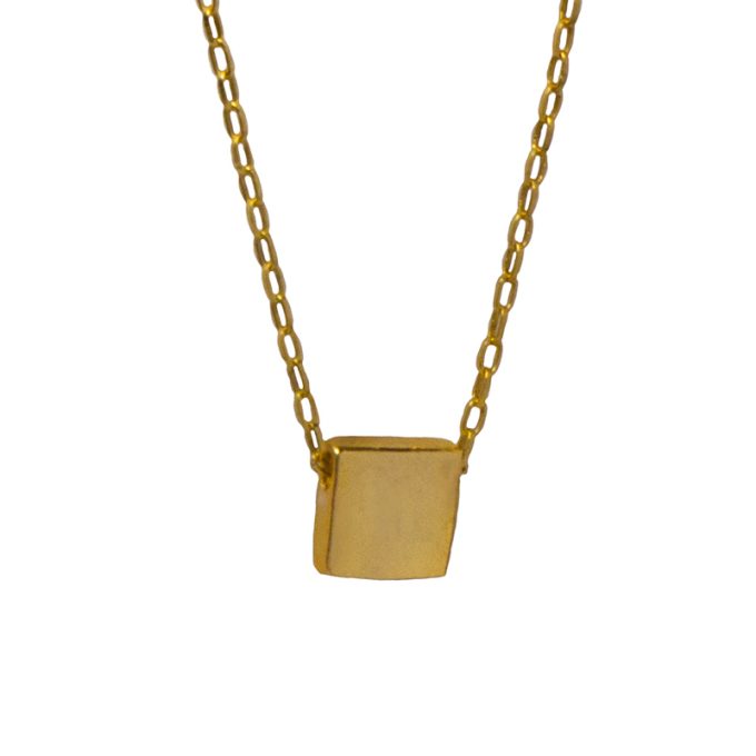 AD Ασημένιο χρυσό κολιέ τετράγωνο κοντό σε αλυσίδα Χωρίς χάραξη